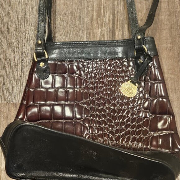 Brahmin Crocodile Embossed Brown Leather Handbag - Picture 2 of 11